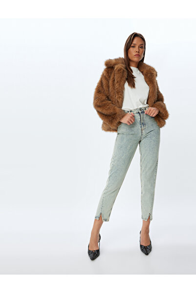 Koton Women's Blue Mom Fit Jeans