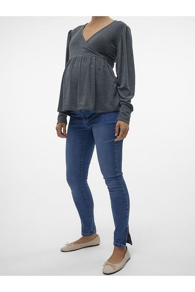 Vero Moda Maternity Umstandsjeans mit Skinny Fit Skinny Fit Reißverschluss am Beinabschluss Jeans