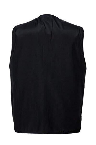 DostumGiyim Erkek Siyah Yazlık Kumaş Avcı Yelek Çok Cepli Büyük Beden Yelek Battal