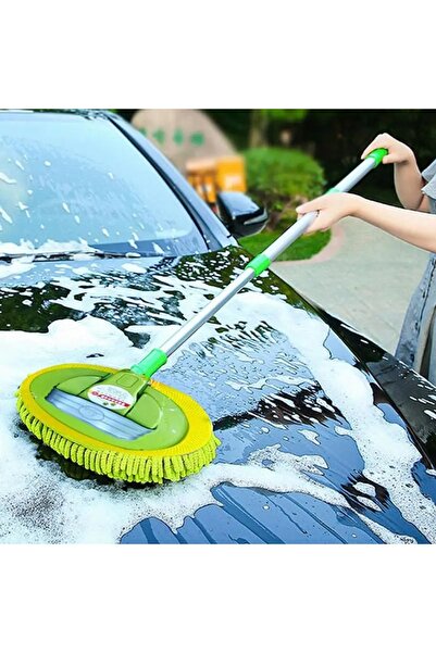 Jetcom Çok Fonksiyonlu 2 In 1 Mikrofiber Araba Yıkama Fırçası Teleskopik Uzun Saplı Detay Fırçası Oto Mopu