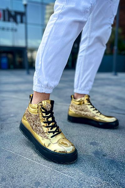 Paolo Zaccardi P973 Majesty Lace-Up Ορθοπεδική Σόλα Καθημερινή Λουστρίνι Ανδρικές Αθλητικές Μπότες RST Gold