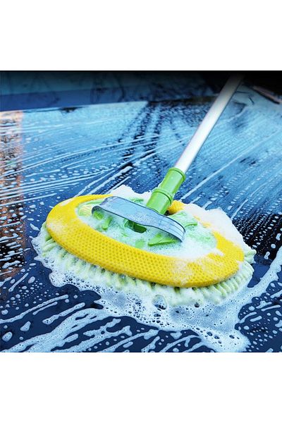 Canderel 2in 1 Microfiber Brush - Multifunctional Glass Window and Auto Car Cleaning Mop with Spare Cloth