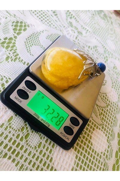 Hasyılmaz DOĞAL KAYA DAMLA KEHRİBAR LAPİS LAZULİ TAŞLI KOLYE UCU 32,28 Gram
