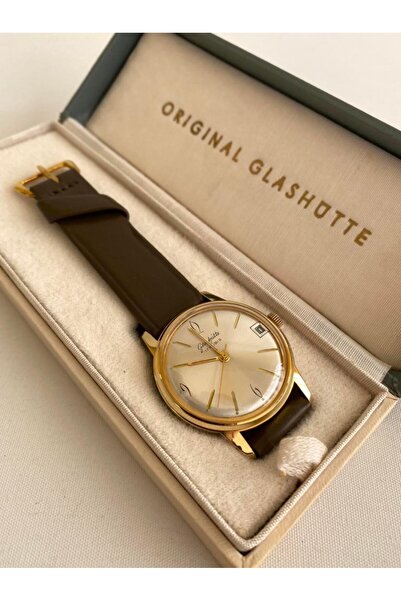 GUB Glashutte GUB Glashütte 10539 Altın Kaplama Vintage Kurmalı Kol Saati 36mm