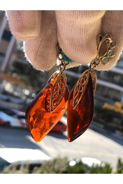 Hasyılmaz Doğal Kaya Damla Kehribar Kolye Ucu Gümüş Aparatlı 12,20 Gram