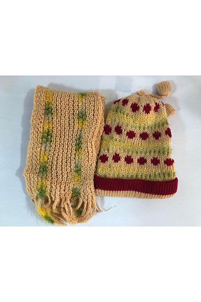 Hasyılmaz Women's Knitted Scarf Beanie Set Cream