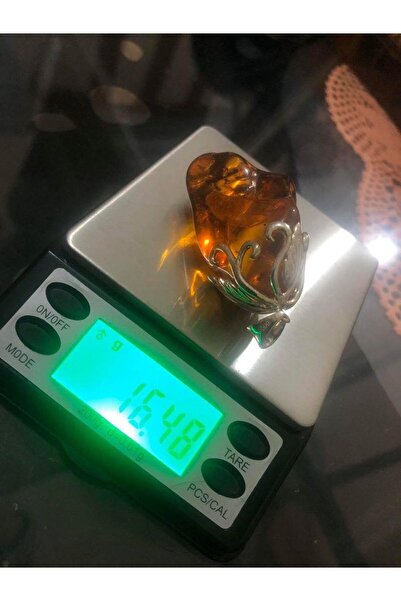 Hasyılmaz DOĞAL KAYA DAMLA KEHRİBAR KOLYE UCU OTANTİK GÜMÜŞ APARATLI 16,48 Gram