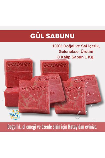 bitkiselce Soap Rose with Pure and Natural Ingredients 950 Gr (8 Molds)