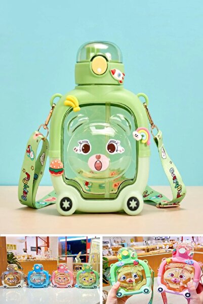 Berdina Home زجاجة مياه على شكل دب لطيف باللون الأخضر سعة 1000 مل - خالية من ...