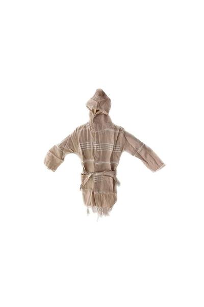 Hasyılmaz Kapüşonlu Çocuk Peştamal Bornoz 1-5 Yaş Bej