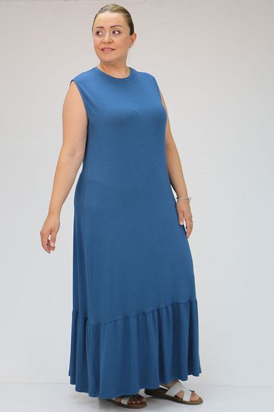 Eslina Φόρεμα εσωρούχων 42019 Plus Size Petrol Color με βολάν φούστα