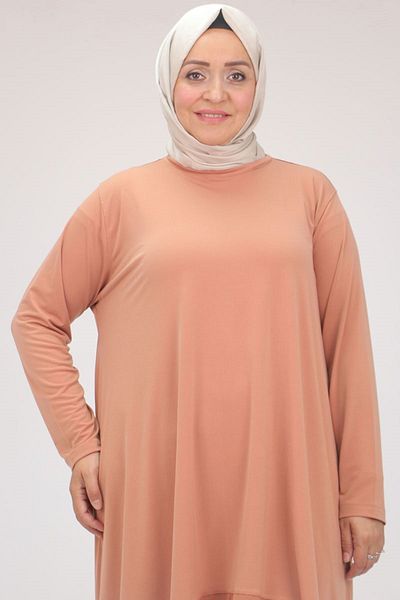 Eslina 37017 Large Size Sandy-Chiffon Set - Salmon Trousers