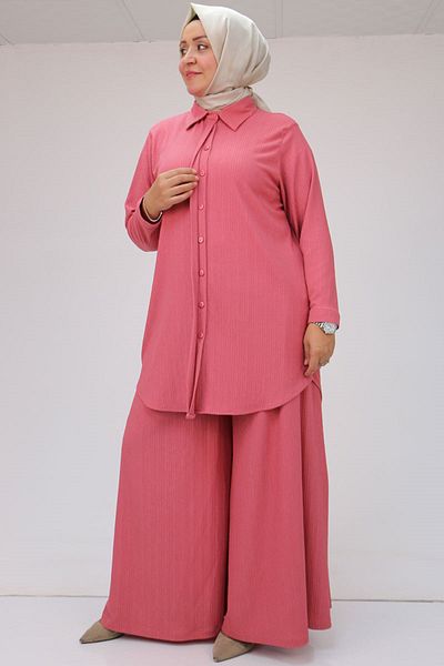 Eslina 47073 Σετ παντελόνι Dusty Rose Twist Plus Size