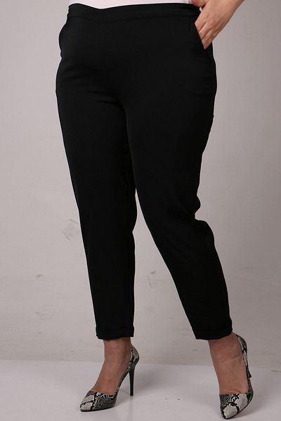 Eslina 39002 Plus Size Double Leg Trousers - Black