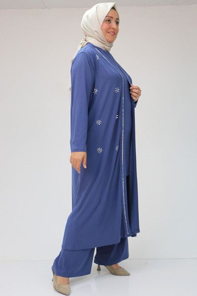 Eslina 47304 Plus Size Stone Printed -Indigo Sandy Set