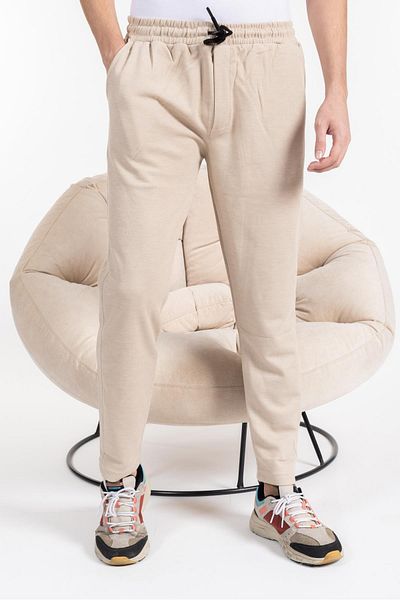 Mutlu City Double Face Fabric - Ανδρικό αθλητικό παντελόνι Comfortable Fit - Cream Color 2880
