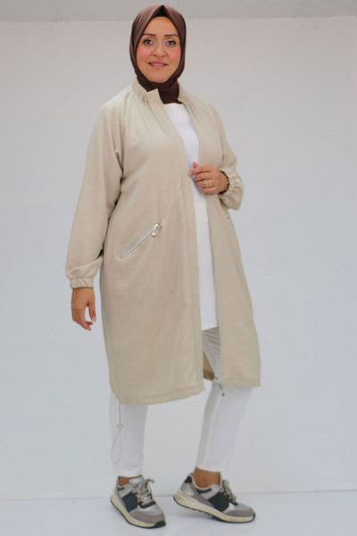 Eslina 43025 Large Size - Elastic Collar and Zippered Stone Cap
