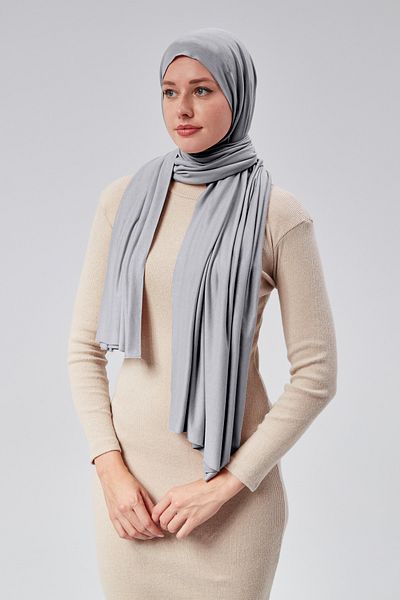 Sonbaharmoda Gray Hijab Luxury Combed Cotton Women's Shawl