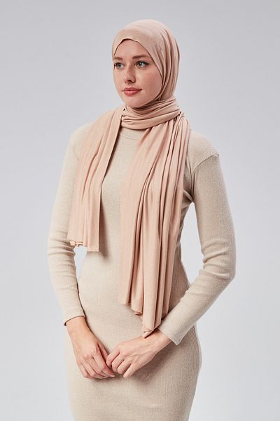 Sonbaharmoda Beige Color Hijab Luxury Combed Cotton Women's Shawl