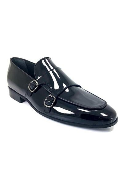 Fosco 2575 Model Men's Genuine Leather Black Patent Leather Classic Shoes