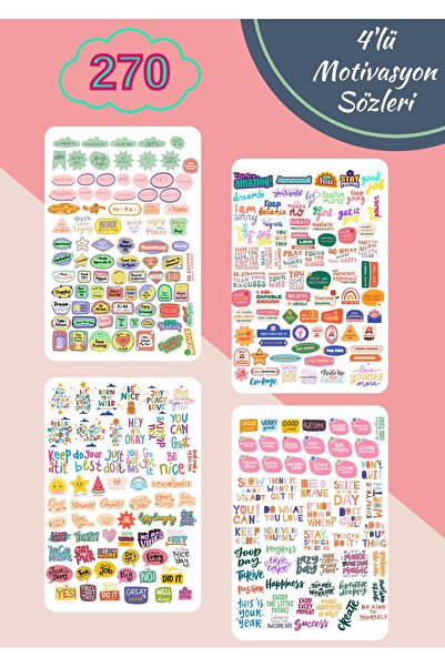 Etiketçi Paşa İngilizce Motivasyon Sözleri Yazıları Sticker - Öğretmen Öğrenc...