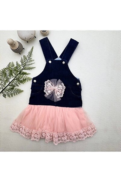 Narnuga Mi̇rayli̇fe 2-3-4 Years Old Bow Button Detailed Tulle Skirt Denim Fab...