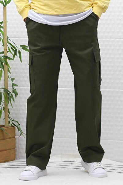 WAFRA Men's Baggy Gabardine Trousers with Cargo Pockets