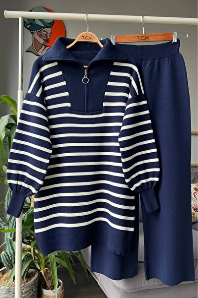 riwi Σετ πλεκτό με ριγέ φερμουάρ πέτο (Βασικό μέγεθος)