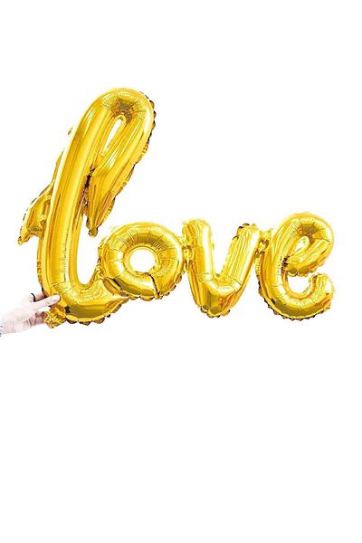 PEKSHOP Love Signature Foil Balloon Gold Large Size 65X108Cm
