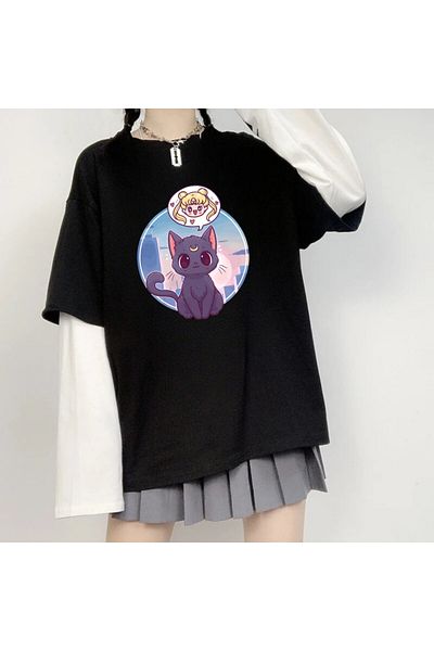 Luxera Vandivansi Sailor Moon Unisex Oversize Fake Sleeves White T-Shirt