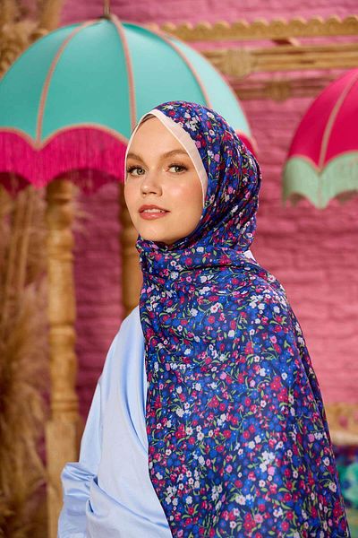 İpekhan Marrakech Collection Soft Shawl Navy Blue Red 3046-11