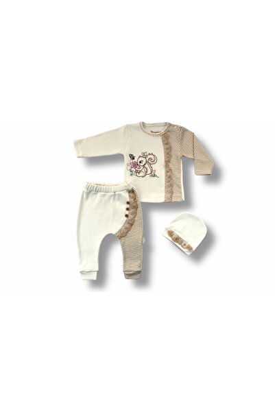 Narnuga MİRAYLİFE 3-6 6-9 9-12 شهرًا طقم بناتي مكون من 3 قطع مع قبعة مطرزة عل...