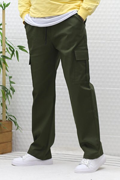 WAFRA Men's Baggy Gabardine Trousers with Cargo Pockets