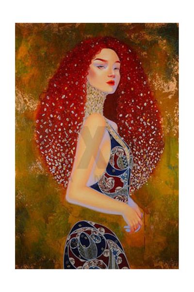 pixartsanat Red Haired Woman Pixart Art Diamond Mosaic Painting Diamond Türkiye 40*60