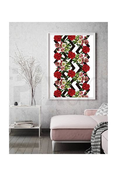 pixartsanat Striped Flower Pattern Pixart Art Diamond Mosaic Painting Diamond Turkey 38*69