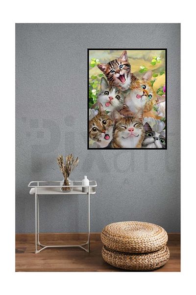 pixartsanat Sweet Six Cats Pixart Art Diamond Mosic Painting Daimond Turkey 53*68