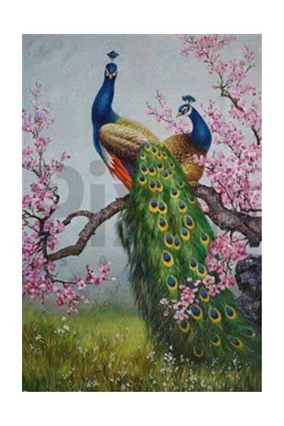 pixartsanat Green Kuruklu Peacock PixArt Art Diamond Mosaic Painting Daimond Türkiye 58*86