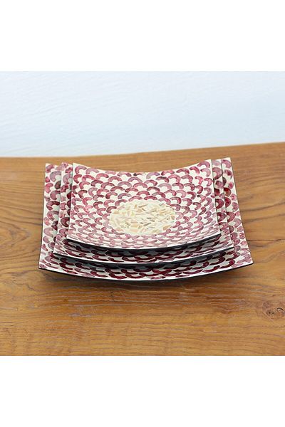 Mylamp Sedefkar Red 3 τεμαχίων φυσικά μαργαριταρένια πιάτα