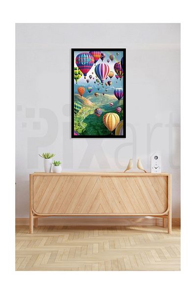pixartsanat Flying Balloon Landscape Pixart Art Diamond Mosaic Painting Diamond Turkey 30*56