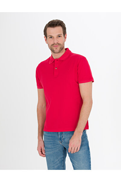 Pierre Cardin Tricou roșu slim fit cu guler polo, mercerizat 50262665-VR030