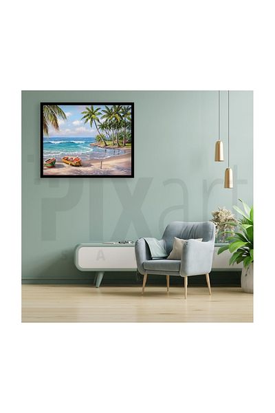 pixartsanat Island And Boats Pixart Art Diamond Mosaic Painting Diamond Türkiye 70*55