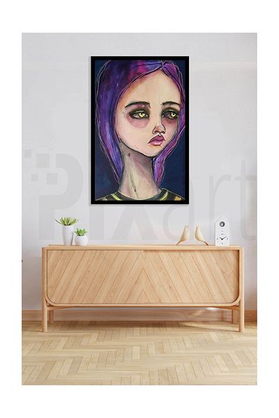 pixartsanat Purple Haired Woman Pixart Art Diamond Mosaic Painting Diamond Türkiye 38*69