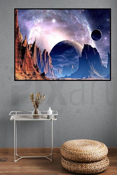 pixartsanat Mountains And Cosmic Planet 50*40 PixArt Art Diamond Mosaic Painting Diamond Turkey