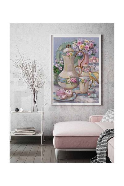 pixartsanat Pink Tea Set Pixart Art Diamond Mosaic Painting Diamond Türkiye 38*51