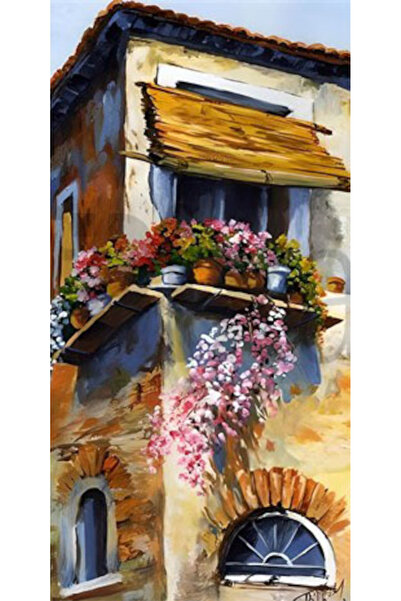 pixartsanat Çiçekli Pencere Pixart Sanat Elmas Mozaik Tablo Diamond Türkiye 37*69