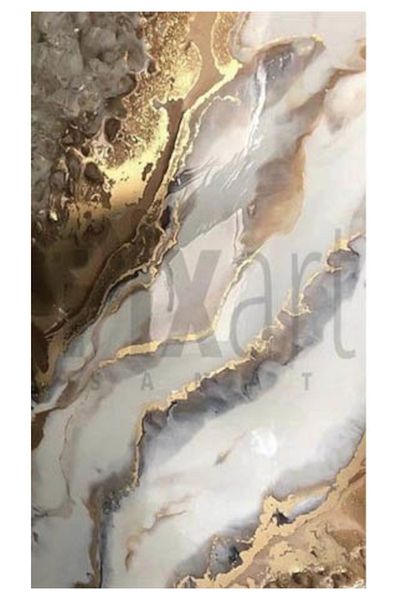 pixartsanat White Gold Marble Pattern Pixart Art Diamond Mosaic Painting Diamond Türkiye 40*60