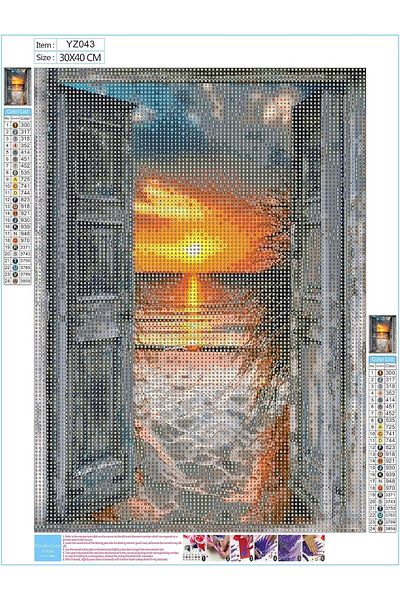 pixartsanat Pixart Art Diamond Mosaic - Sunset, Diamond Turkey 30X40