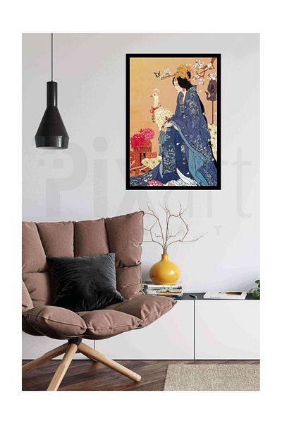 pixartsanat Japanese Woman And Peacock Pixart Art Diamond Mosaic Painting Diamond Turkey 53*76