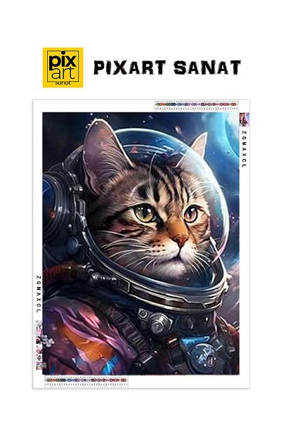 pixartsanat Astronaut Cat 50X60 Pixart Art Diamond Mosaic Painting Diamond Turkey
