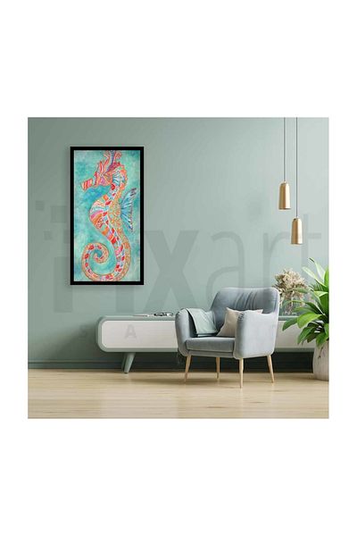 pixartsanat Sea Horse with Colorful Drawing Pixart Art Diamond Mosaic Painting Daimond Türkiye 43*78